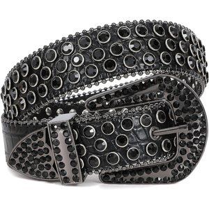 Women  Western Cowgirl Studded Leather Belt Bling Diamond Belt for Jeans Pants